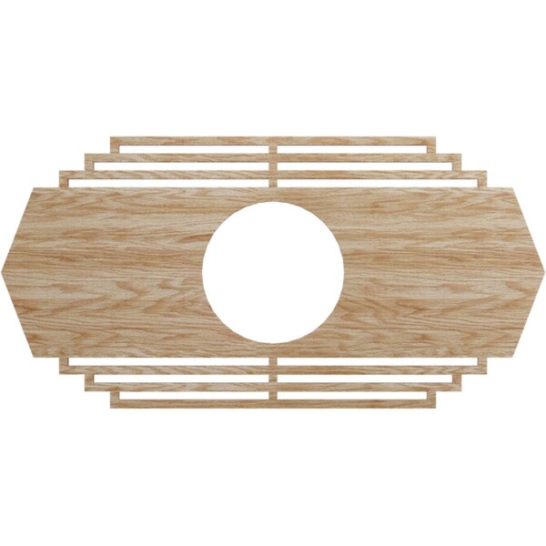 Ekena Millwork Chrysler Wood Fretwork Pierced Ceiling Medallion, Red Oak, 20"W x 10"H x 5 1/4"ID x 3/8"T CMWP20X10X0375CSRO - main